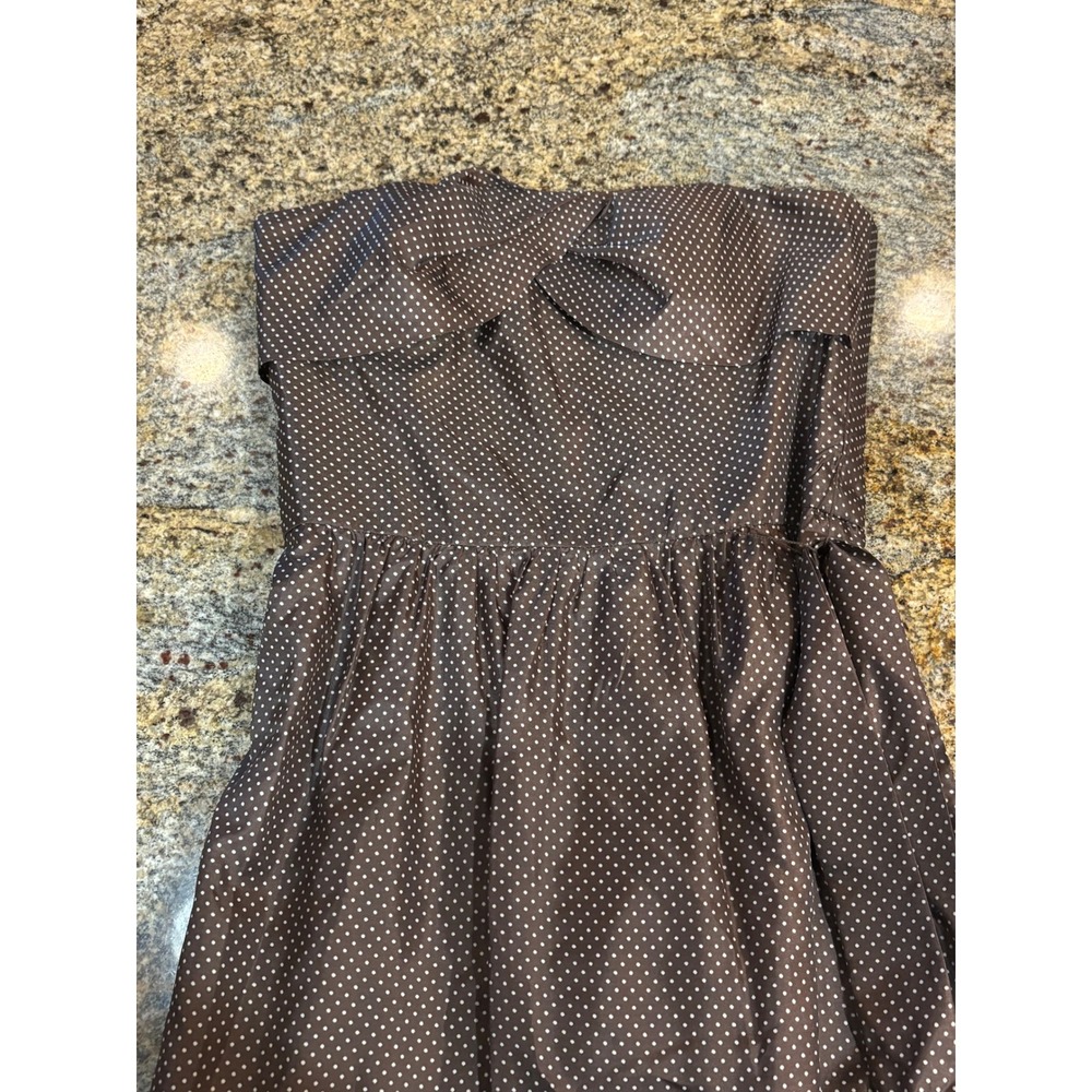 BCBG Strapless Brown Polka Dot Dress